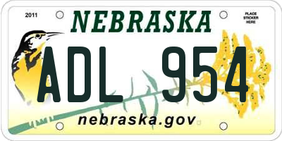 NE license plate ADL954
