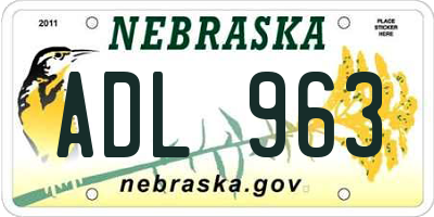 NE license plate ADL963