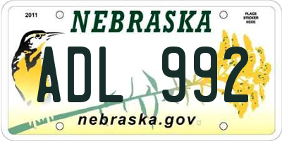 NE license plate ADL992