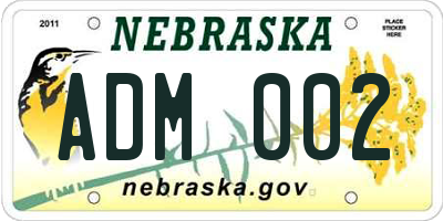 NE license plate ADM002