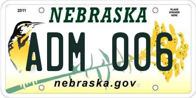 NE license plate ADM006