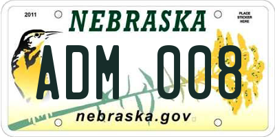 NE license plate ADM008