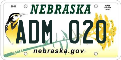 NE license plate ADM020