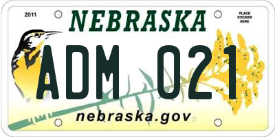 NE license plate ADM021