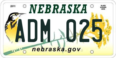 NE license plate ADM025