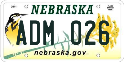 NE license plate ADM026