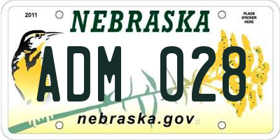 NE license plate ADM028