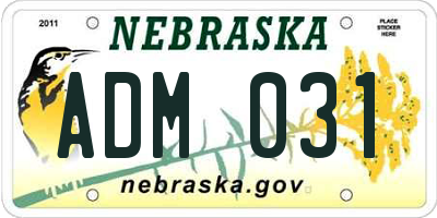 NE license plate ADM031