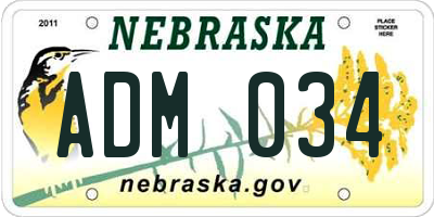 NE license plate ADM034