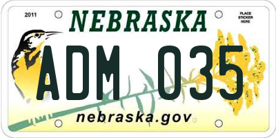 NE license plate ADM035