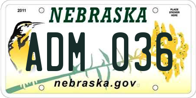 NE license plate ADM036