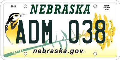 NE license plate ADM038