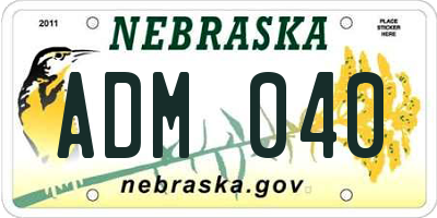 NE license plate ADM040