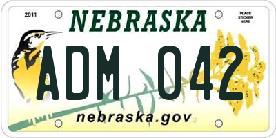 NE license plate ADM042