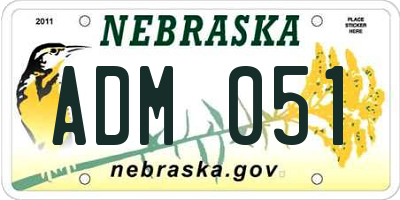 NE license plate ADM051