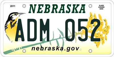 NE license plate ADM052