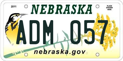 NE license plate ADM057