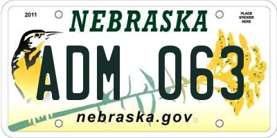 NE license plate ADM063