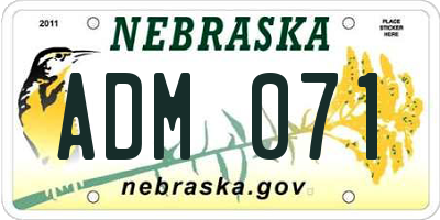 NE license plate ADM071