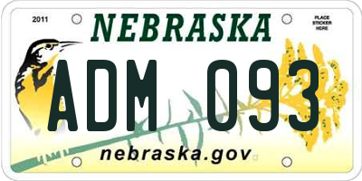 NE license plate ADM093