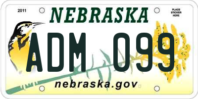 NE license plate ADM099