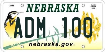 NE license plate ADM100