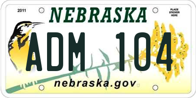 NE license plate ADM104