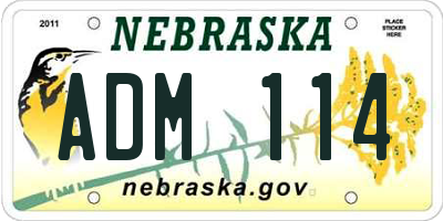 NE license plate ADM114