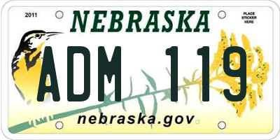 NE license plate ADM119