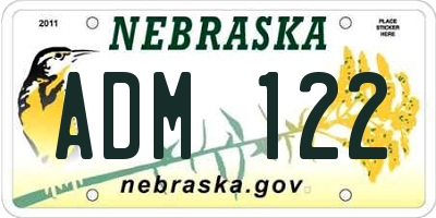 NE license plate ADM122