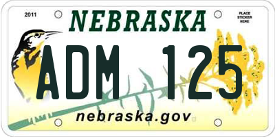 NE license plate ADM125