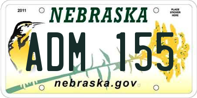 NE license plate ADM155