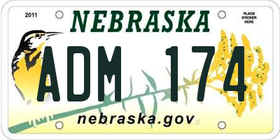 NE license plate ADM174