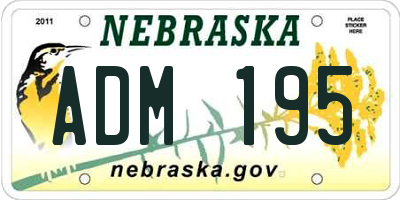 NE license plate ADM195