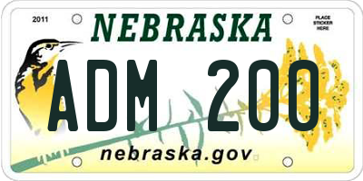 NE license plate ADM200