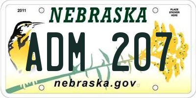 NE license plate ADM207