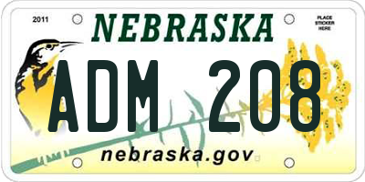 NE license plate ADM208