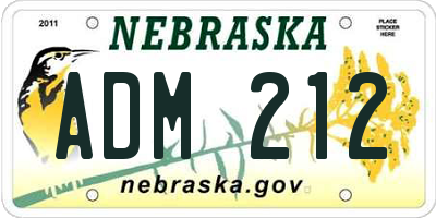 NE license plate ADM212