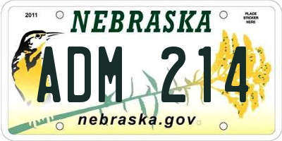 NE license plate ADM214