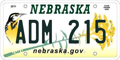 NE license plate ADM215