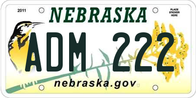 NE license plate ADM222