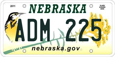 NE license plate ADM225