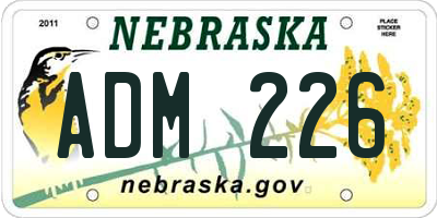 NE license plate ADM226