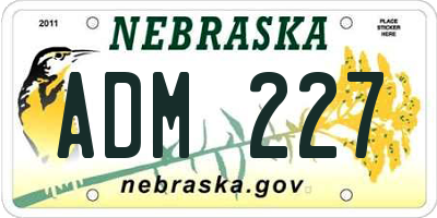 NE license plate ADM227