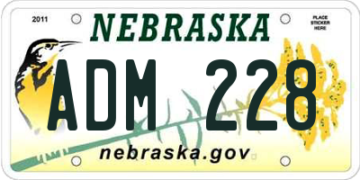 NE license plate ADM228