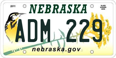 NE license plate ADM229