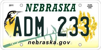 NE license plate ADM233