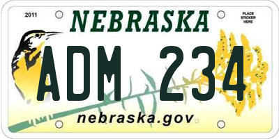 NE license plate ADM234