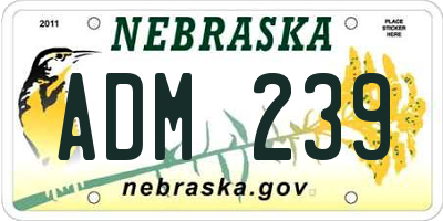 NE license plate ADM239