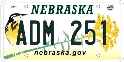 NE license plate ADM251